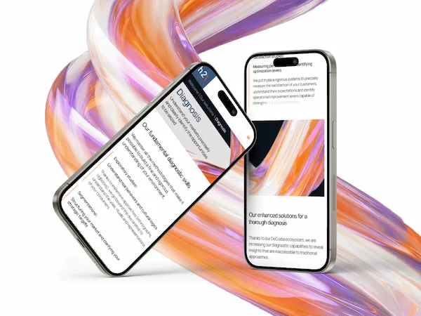 Responsive mobile design for the H2 Agency website displayed on smartphone mockups.
