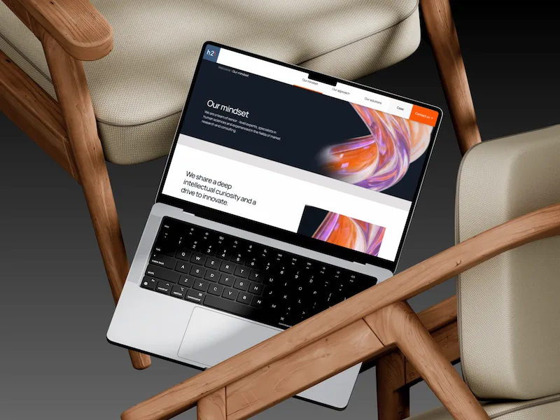 H2 Agency mindset page displayed on a modern laptop mockup.