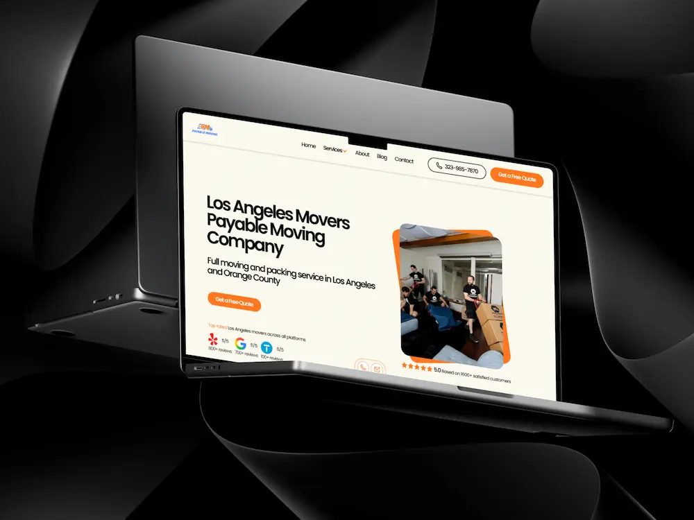 Webflow website design for a Los Angeles moving and packing company