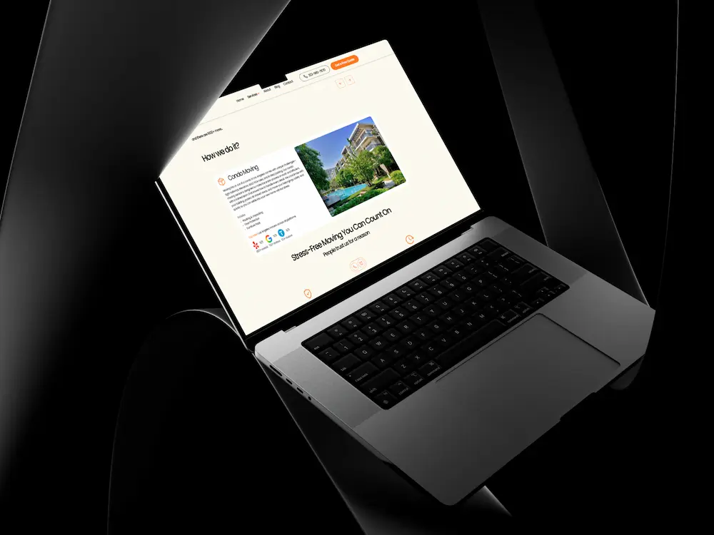 Professional moving company website showcasing stress free moving services and customer trust