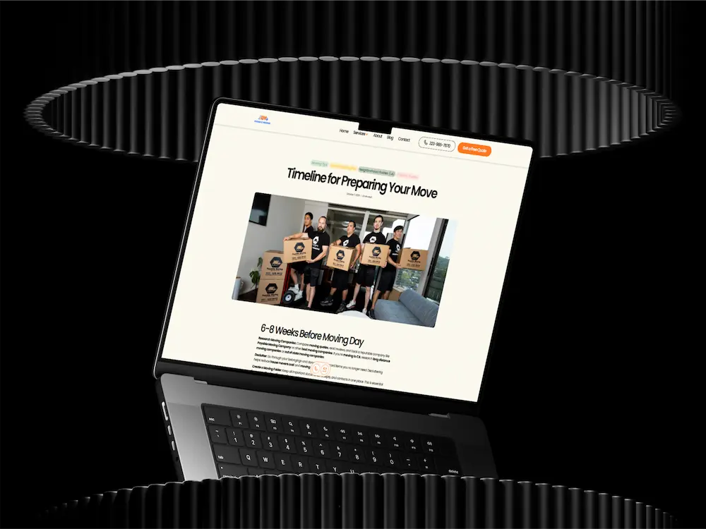 Moving guide blog design for a Los Angeles moving company website optimized for SEO traffic