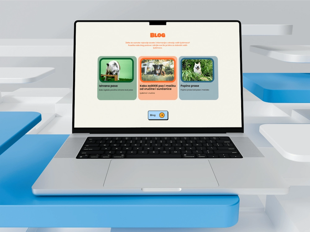 Modern veterinary blog design with pet care, dog health, and animal wellness articles