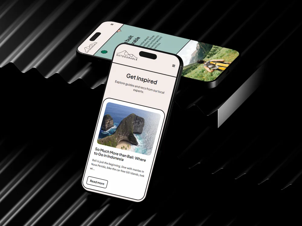Mobile travel experience helping users discover outdoor destinations and expert travel recommendations