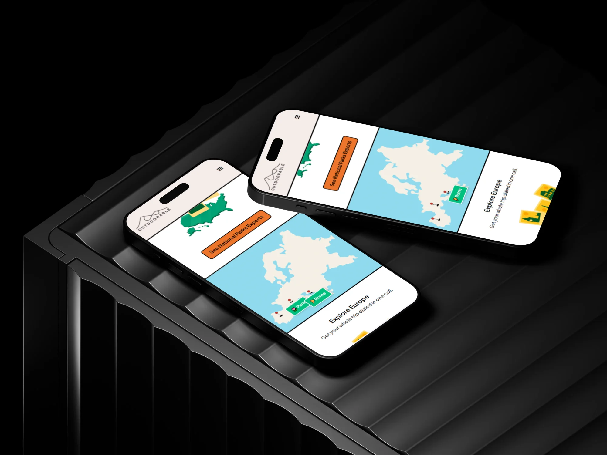 Mobile destination explorer helping travelers discover national parks, European destinations and outdoor experiences