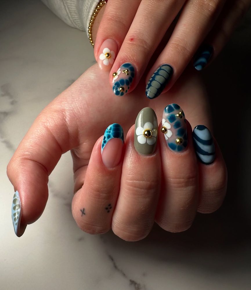Hand-painted nail art detail