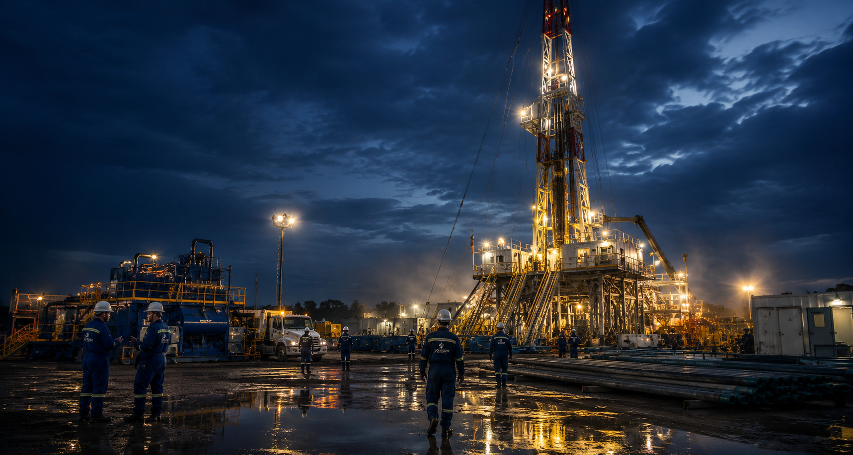 Land drilling rig operations in structured field environment