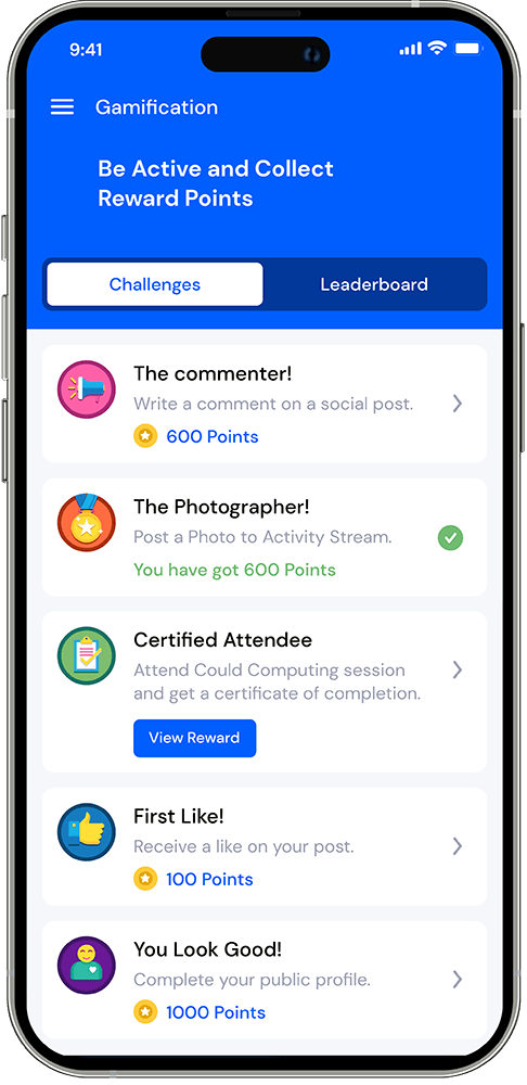 a mobile mockup showing gamification feature.