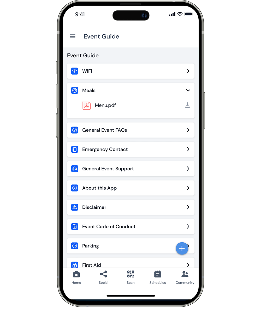 Event guide in the event app