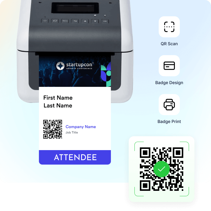 Scan QR codes and do badge printing with Eventspot