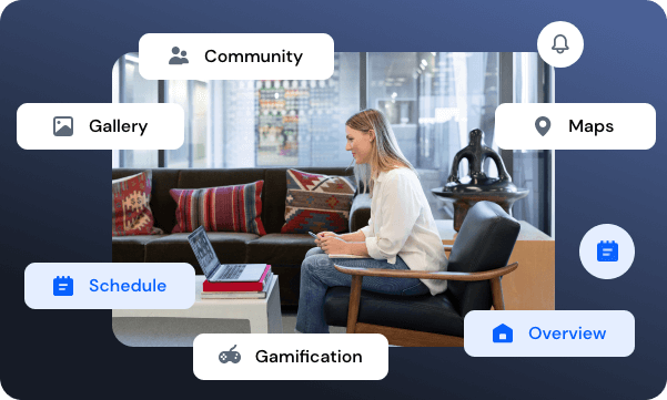 Eventspot Hybrid event platform allows gamification, event schedule, maps, gallery and much more