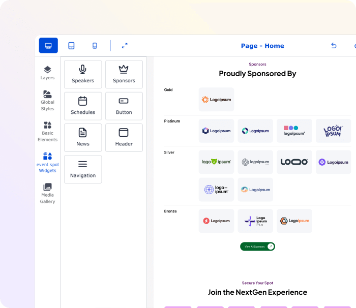 Sponsor showcase block in the Eventspot website editor
