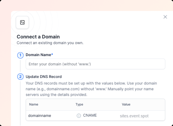 Connect a custom domain panel
