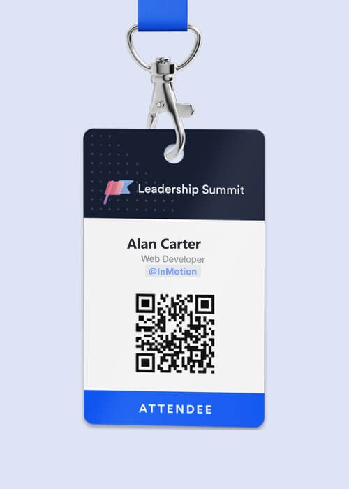 Custom-designed event badge with QR code