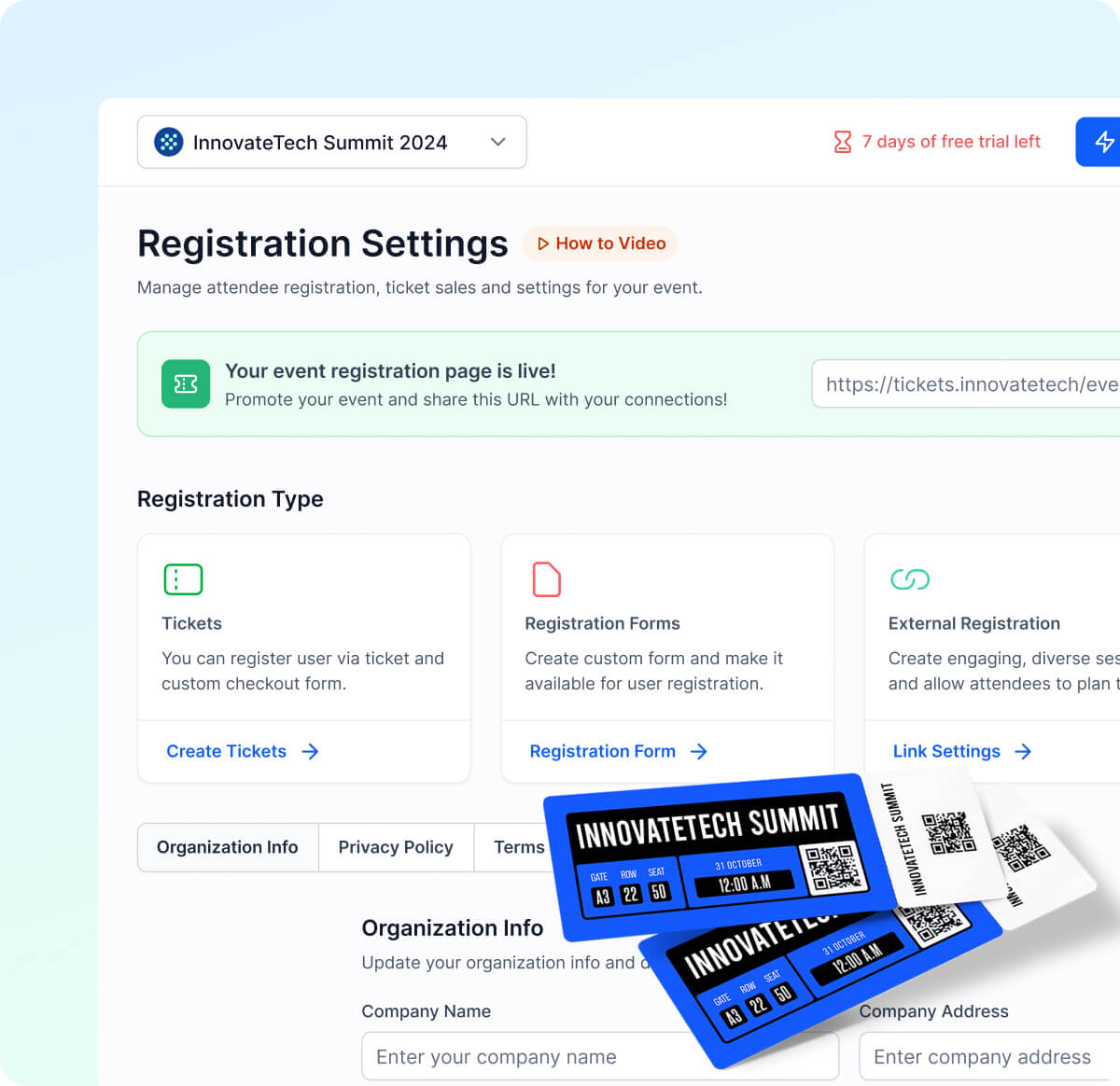Branded event page screenshot