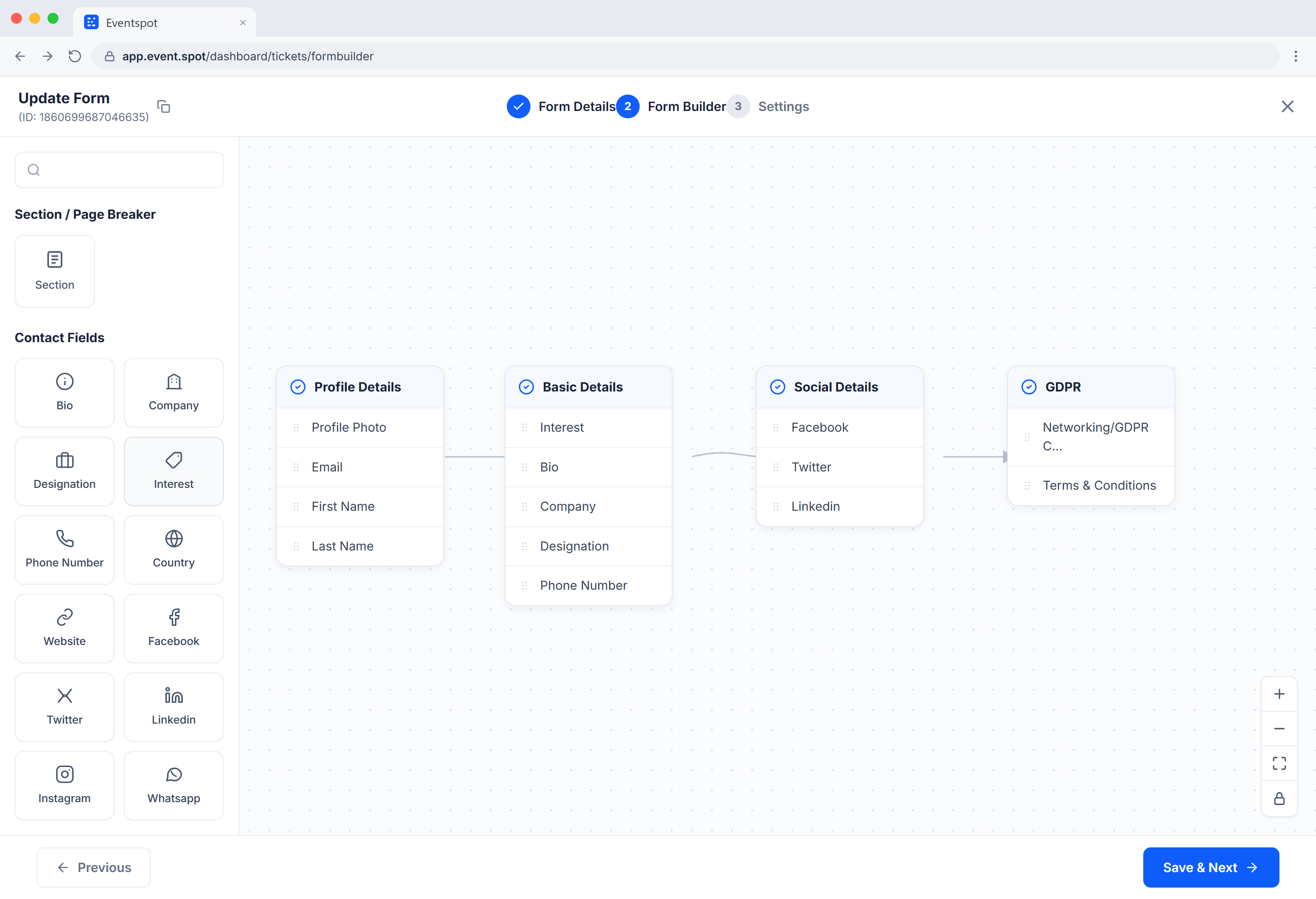 Eventspot dynamic form builder with drag-and-drop fields