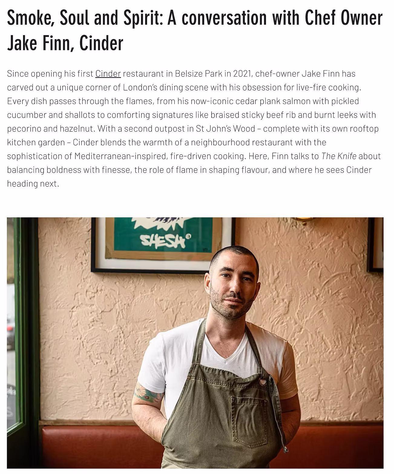 Smoke, Soul and Spirit: A conversation with Chef Owner Jake Finn, Cinder