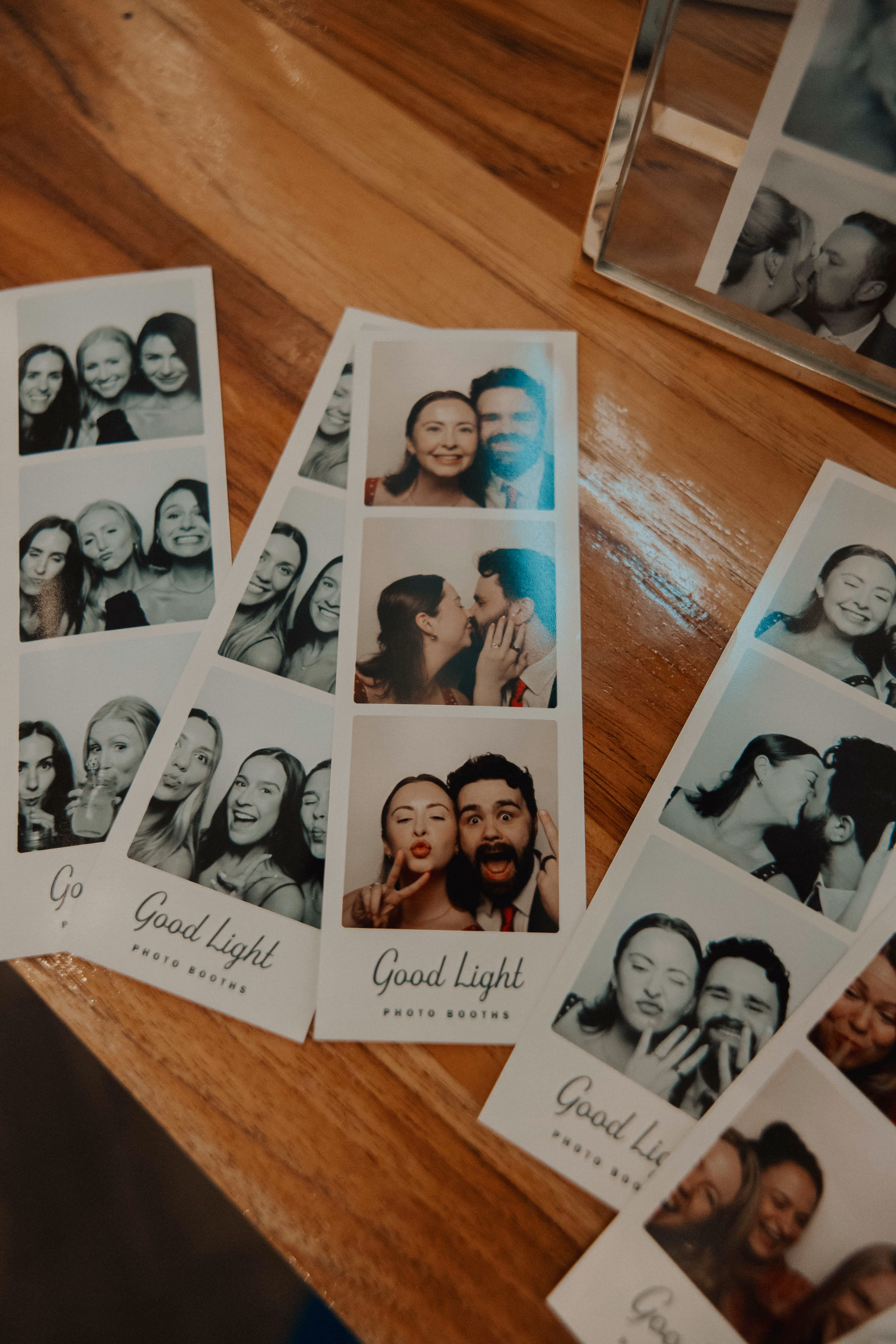 Black and white printed photo strips