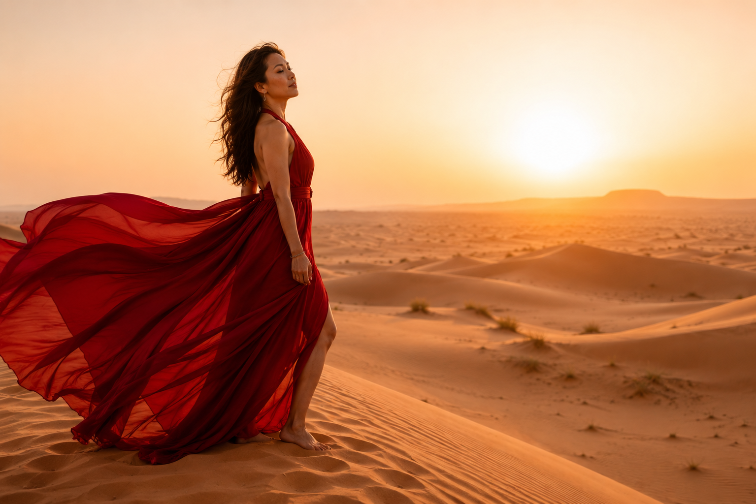 A woman in Morocco at sunset