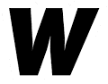 Bold black letter W with white and green outline.