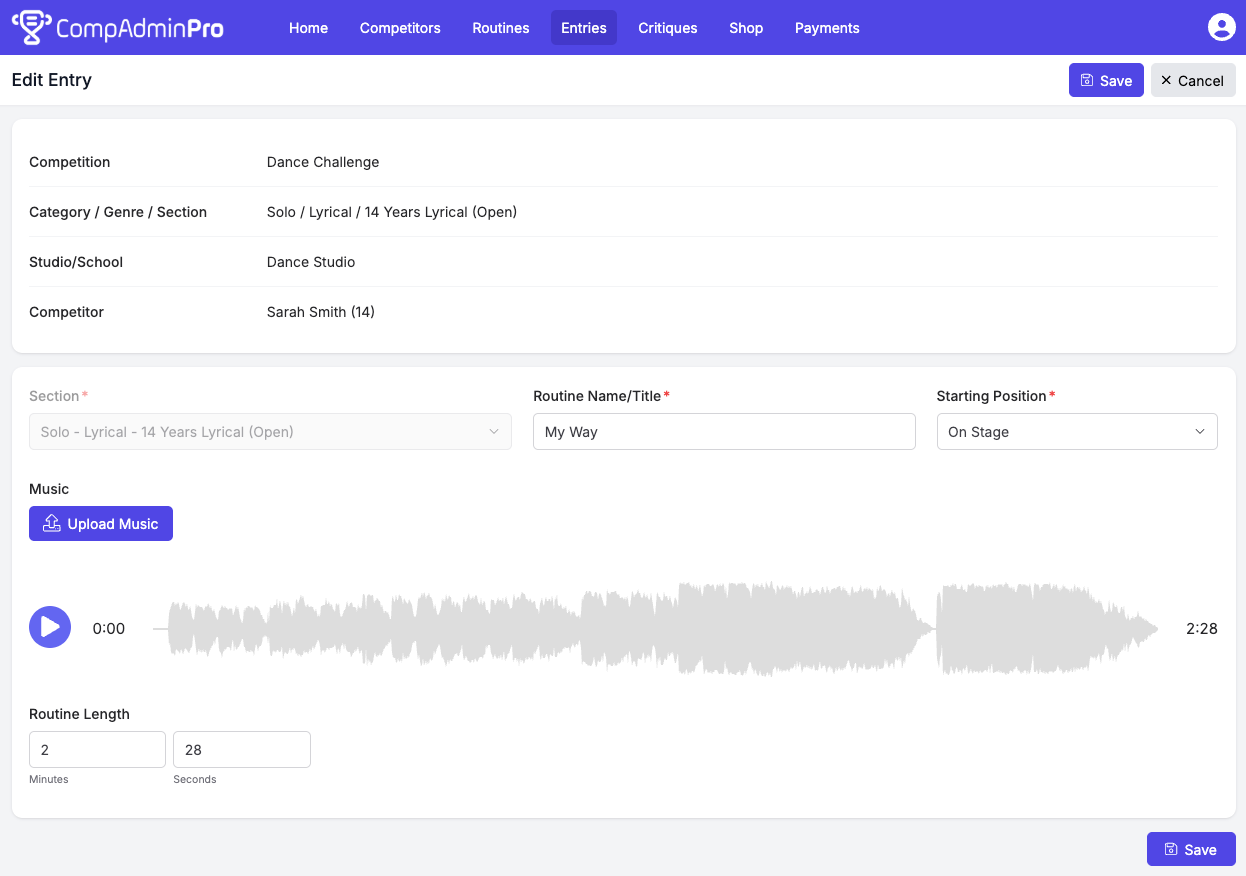 Upload Music Screenshot