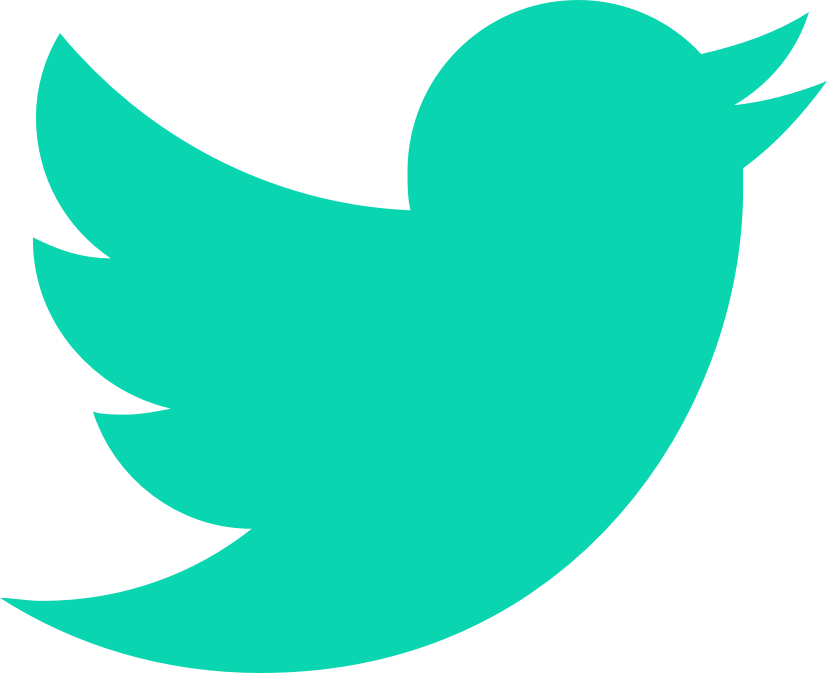 Logotipo do Twitter na cor azul-petróleo, com a forma de um pássaro voltado para a direita.