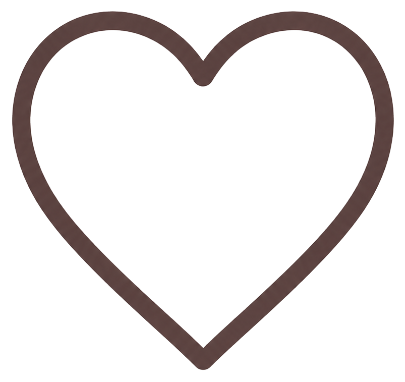 Outline of a brown heart shape on a white background.