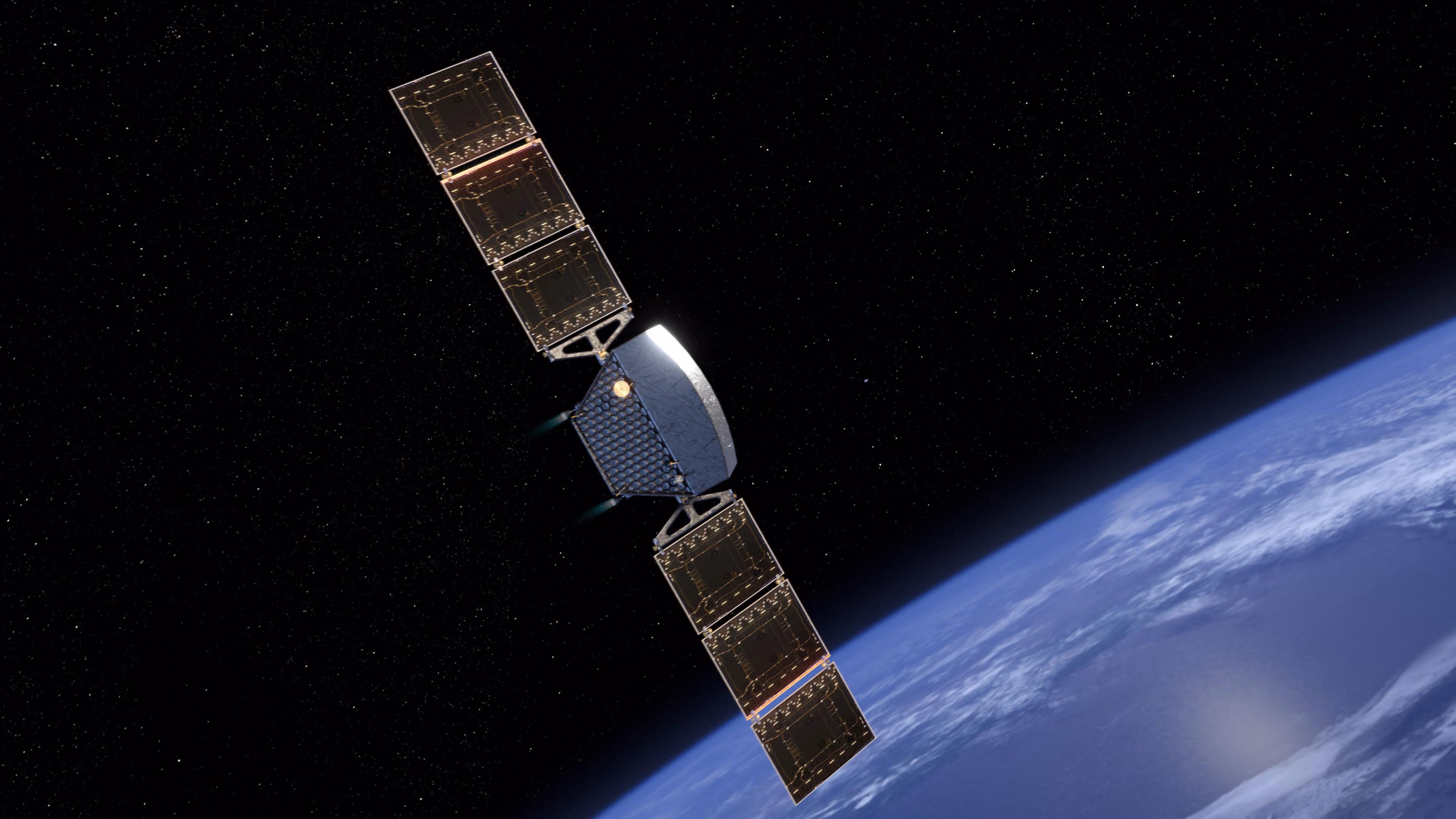Quantum Space spacecraft in an on-orbit rendezvous, showing its maneuver-first platform.