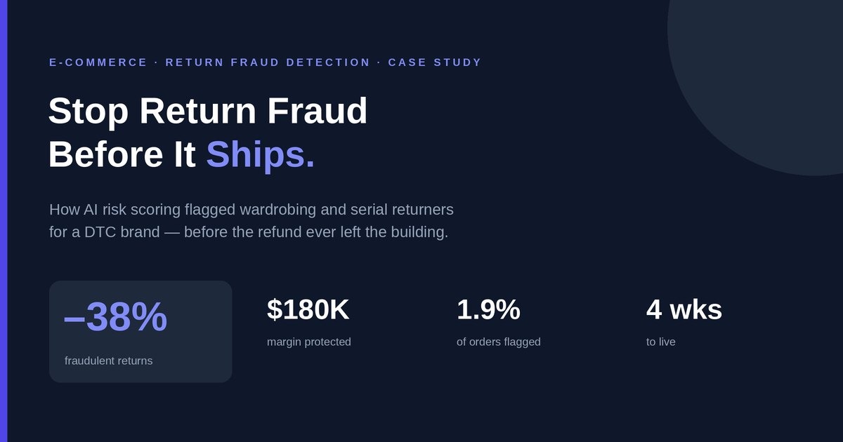  Return fraud detection DTC case study cover — flag wardrobing and serial returners before the refund ships