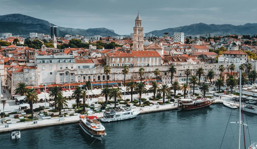 One day in Split itinerary — Diocletian's Palace Riva Promenade at sunrise, UNESCO old town, Croatia