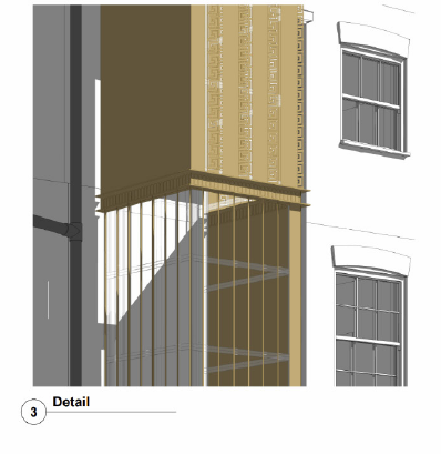 Close detail of the lift cladding