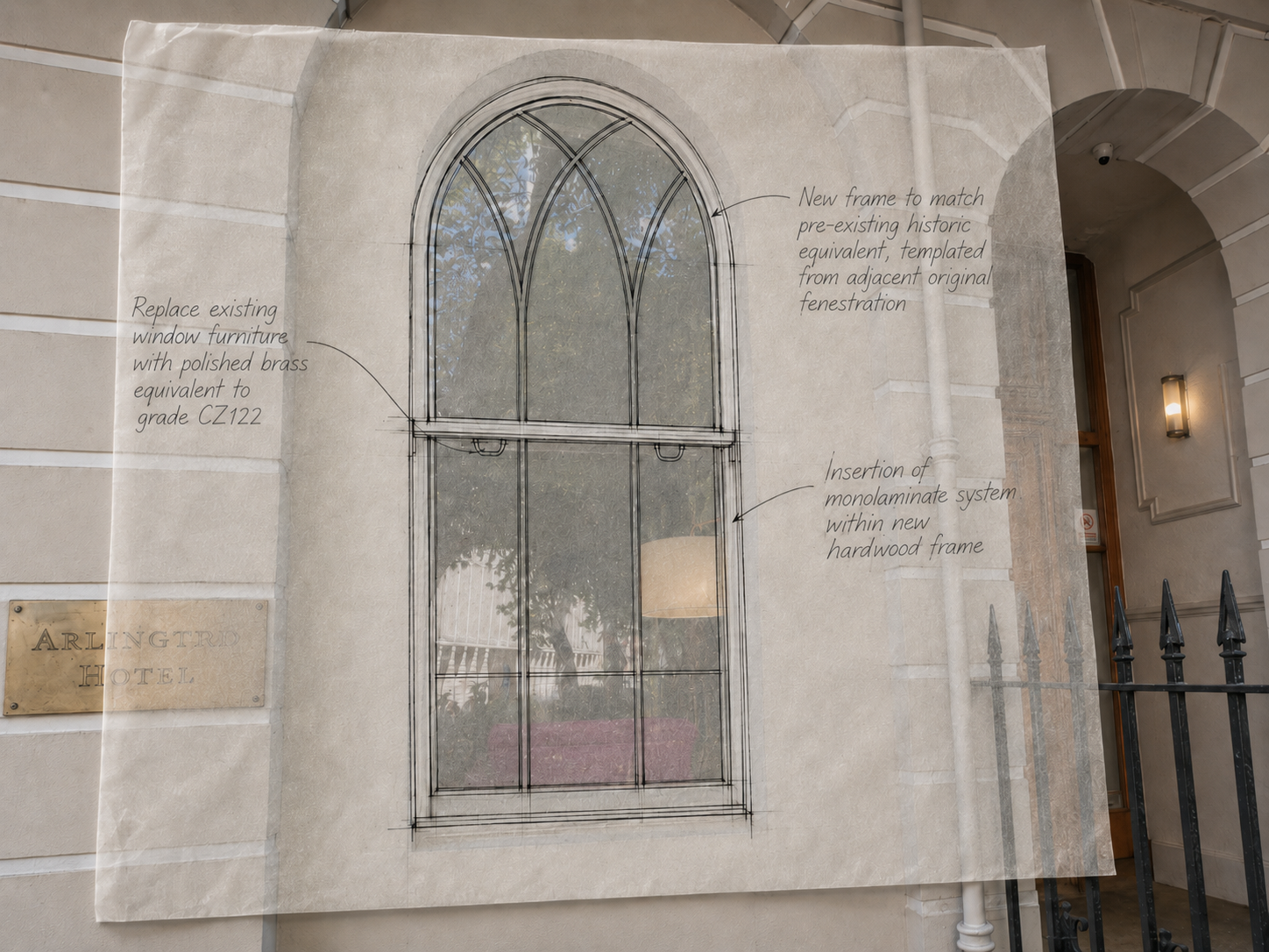 Rear elevation drawing showing the window strategy