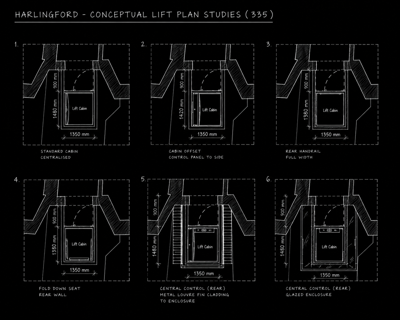 Proposed first, second, third and roof floor plans at the lift