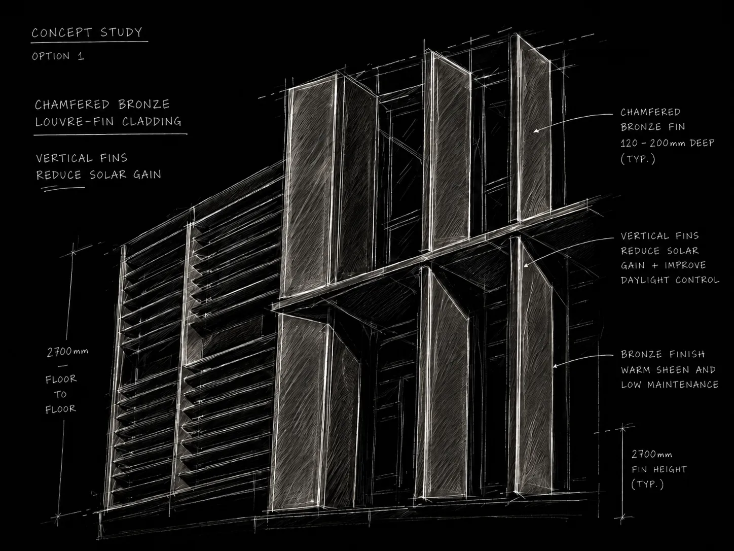 BIM perspective of the lift enclosure and historic facade