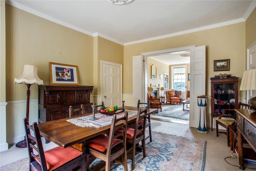 The existing dining room at 1 Cavendish Crescent, opening through to the sitting room