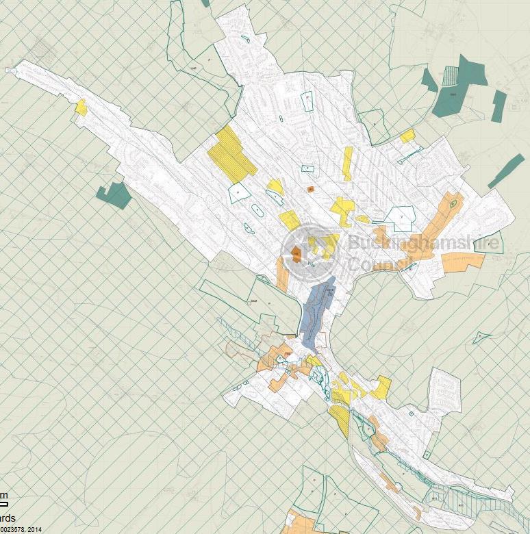 Local plan policies map of Chesham showing Green Belt and site allocations