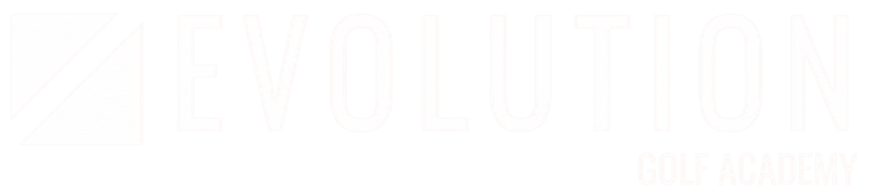 Evolution Golf Academy logo with a diagonal split square icon and bold uppercase text.