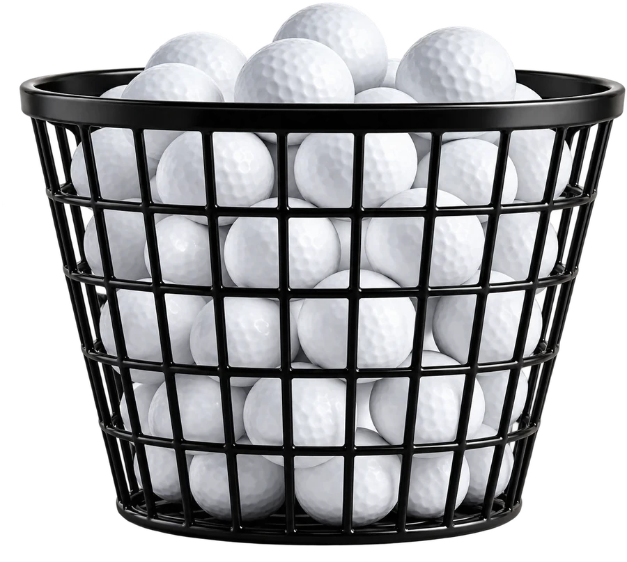 Basket of range balls at Evolution Golf Academy