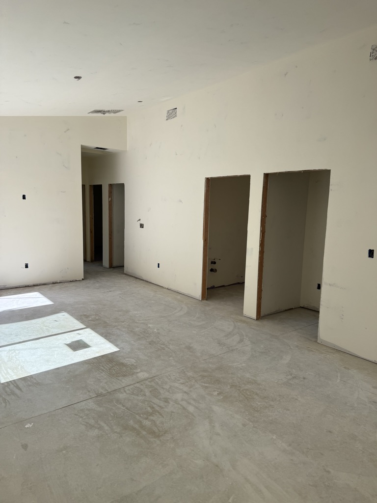 New construction drywall installation in an open floor plan in Atascadero