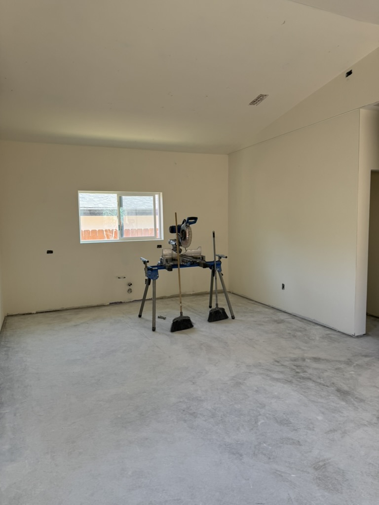 Finished drywall in a new living room build in Paso Robles