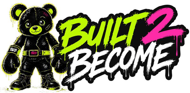 Built to Become mascot teddy bear with boxing gloves symbolizing resilience and strength Main Logo