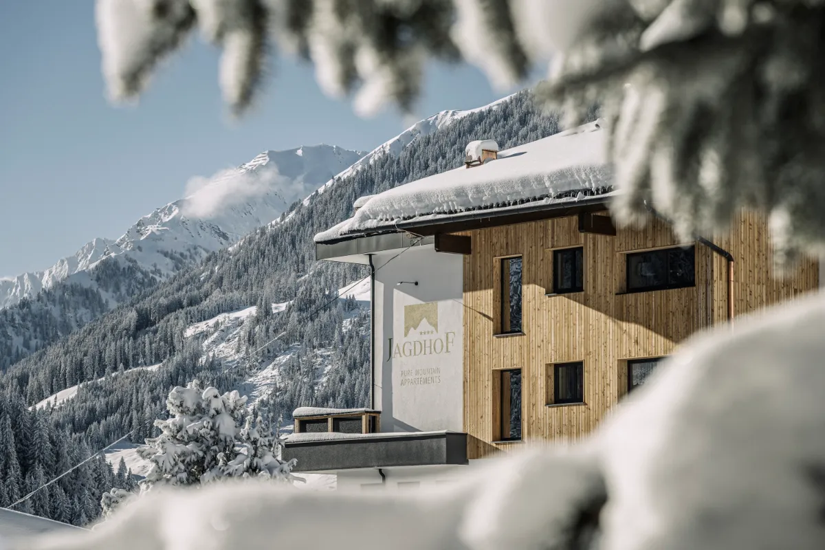 Blick ueber das winterliche Tuxertal