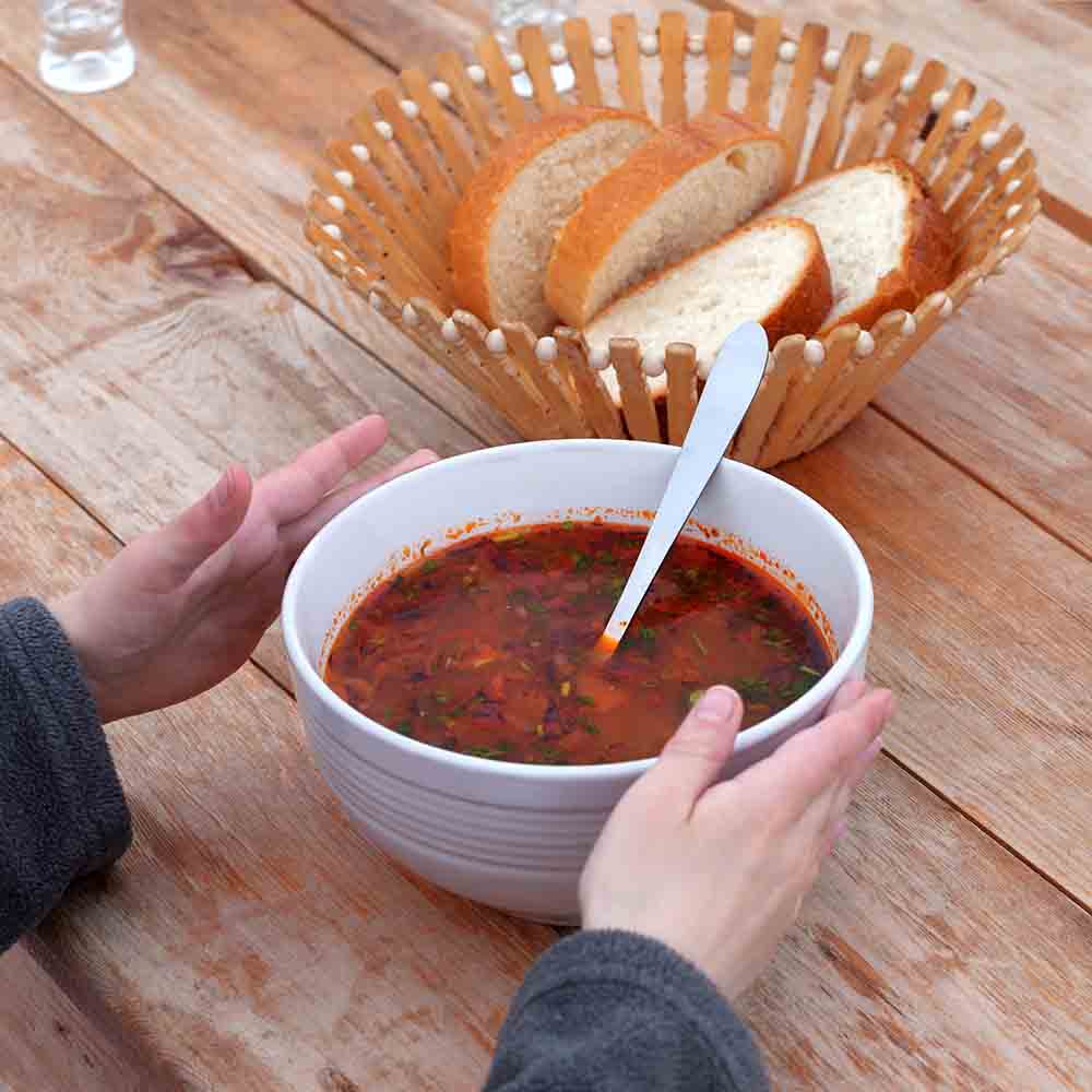 Värmande soppa utomhus