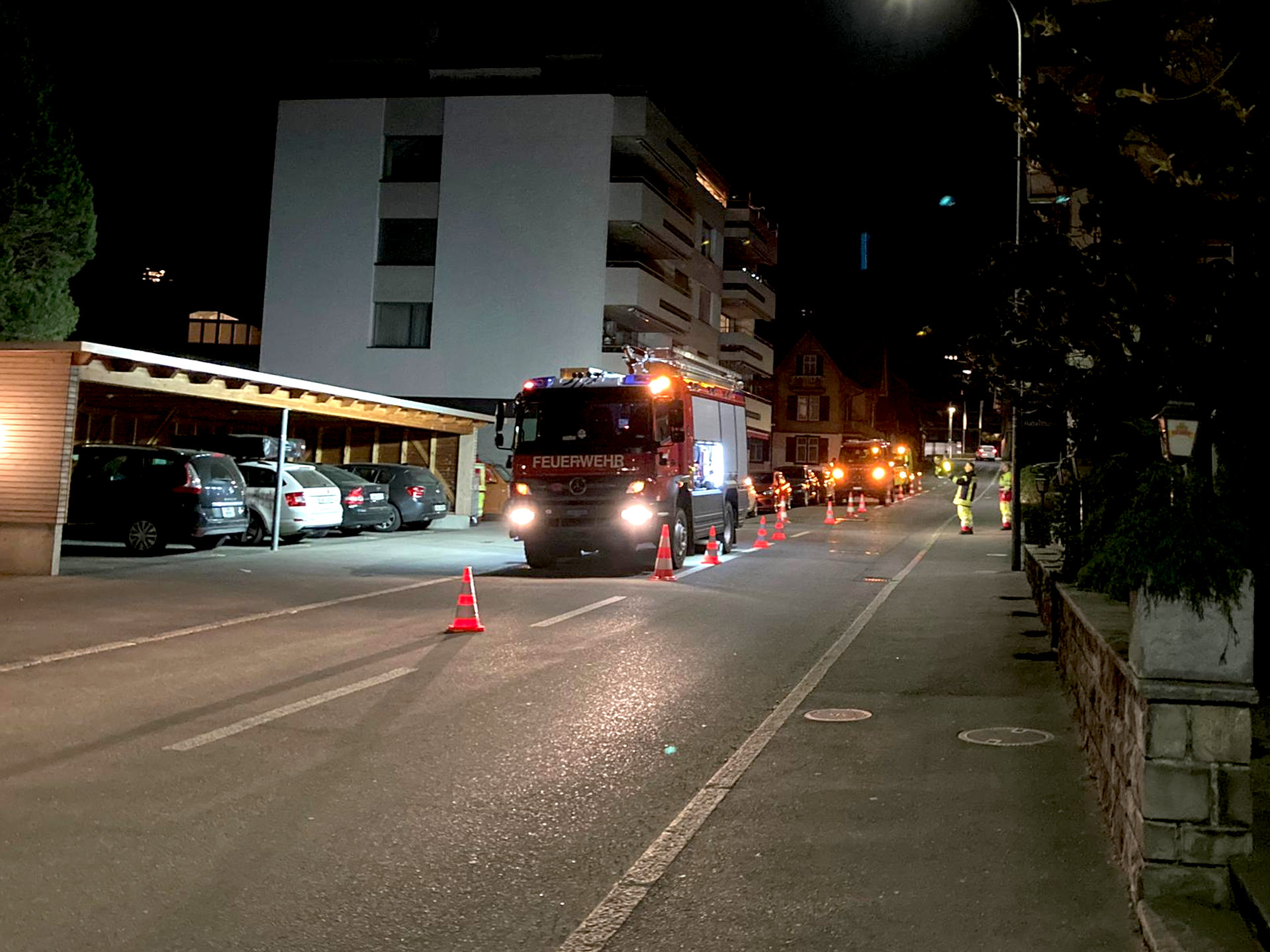Verkehrsdienst der Feuerwehr Sachseln bei einer Übung