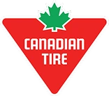 Canadian Tire logo with a red downward-pointing triangle and a green maple leaf on top.