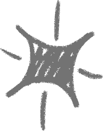 Hand-drawn gray curved arrow pointing left with a spiral loop.
