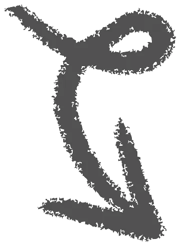 Hand-drawn gray starburst shape with irregular, overlapping lines.