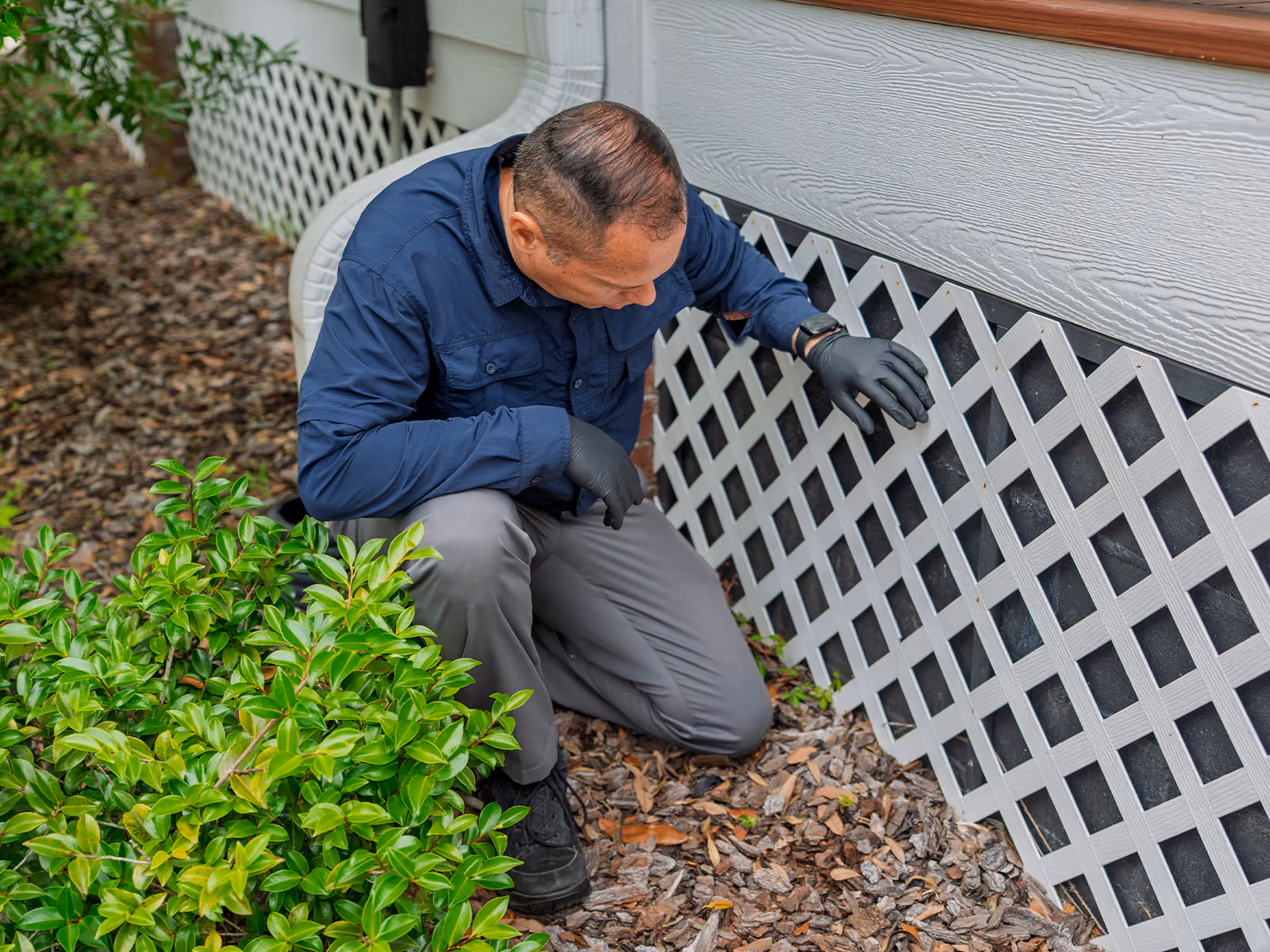 termite technician inspecting a florida home for termite damage