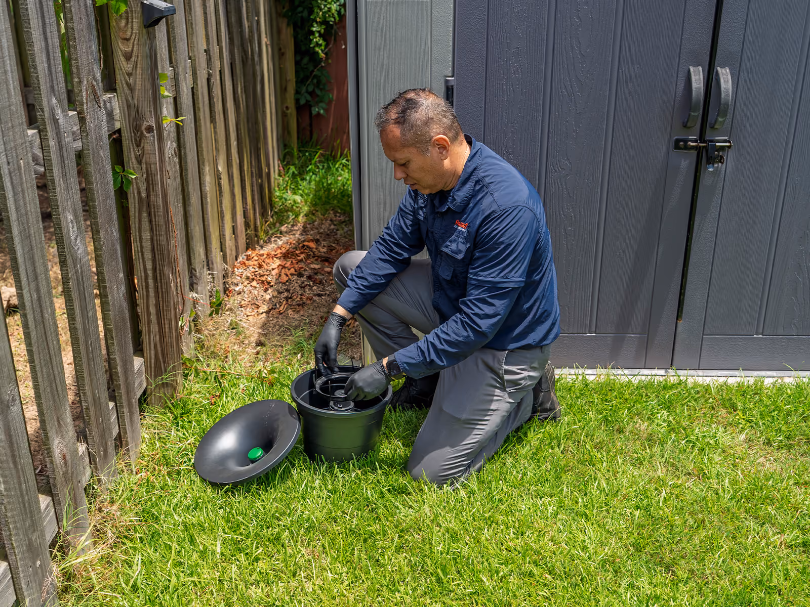 setting up an in2care station for mosquitoes