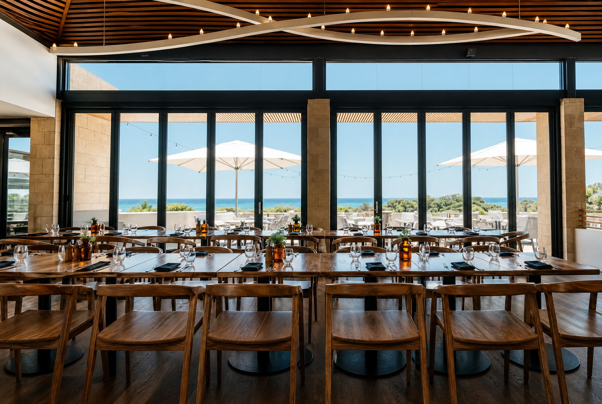Flaminia restaurant interior with harbour views at Circular Quay Sydney