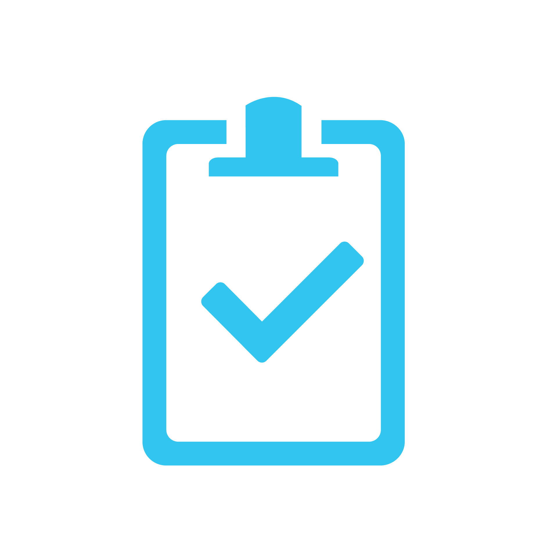 Blue clipboard icon with a check mark symbolizing task completion or readiness.